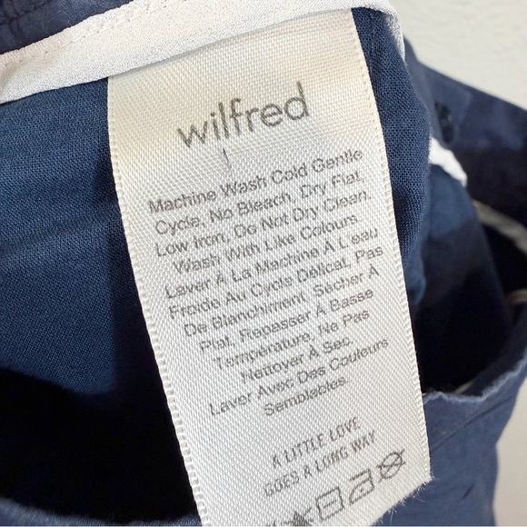 Aritzia Wilfred Blue Wide Leg Cropped Pants Size 00 Cotton Casual Office Preppy - Picture 10 of 11